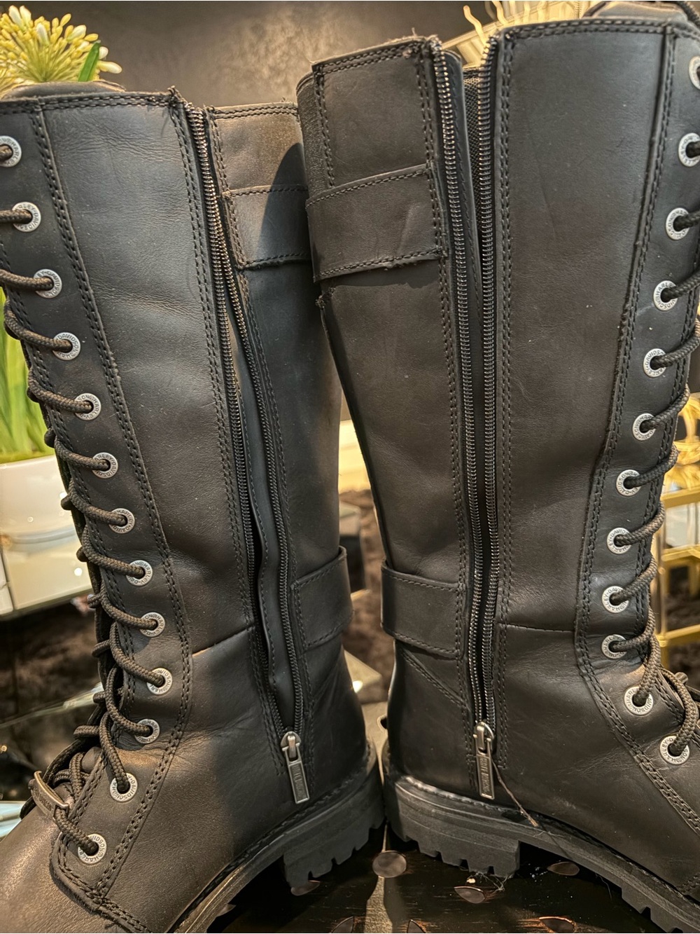 Harley-Davidson Beechwood 15ā Black Leather Motorcycle Boots D83856